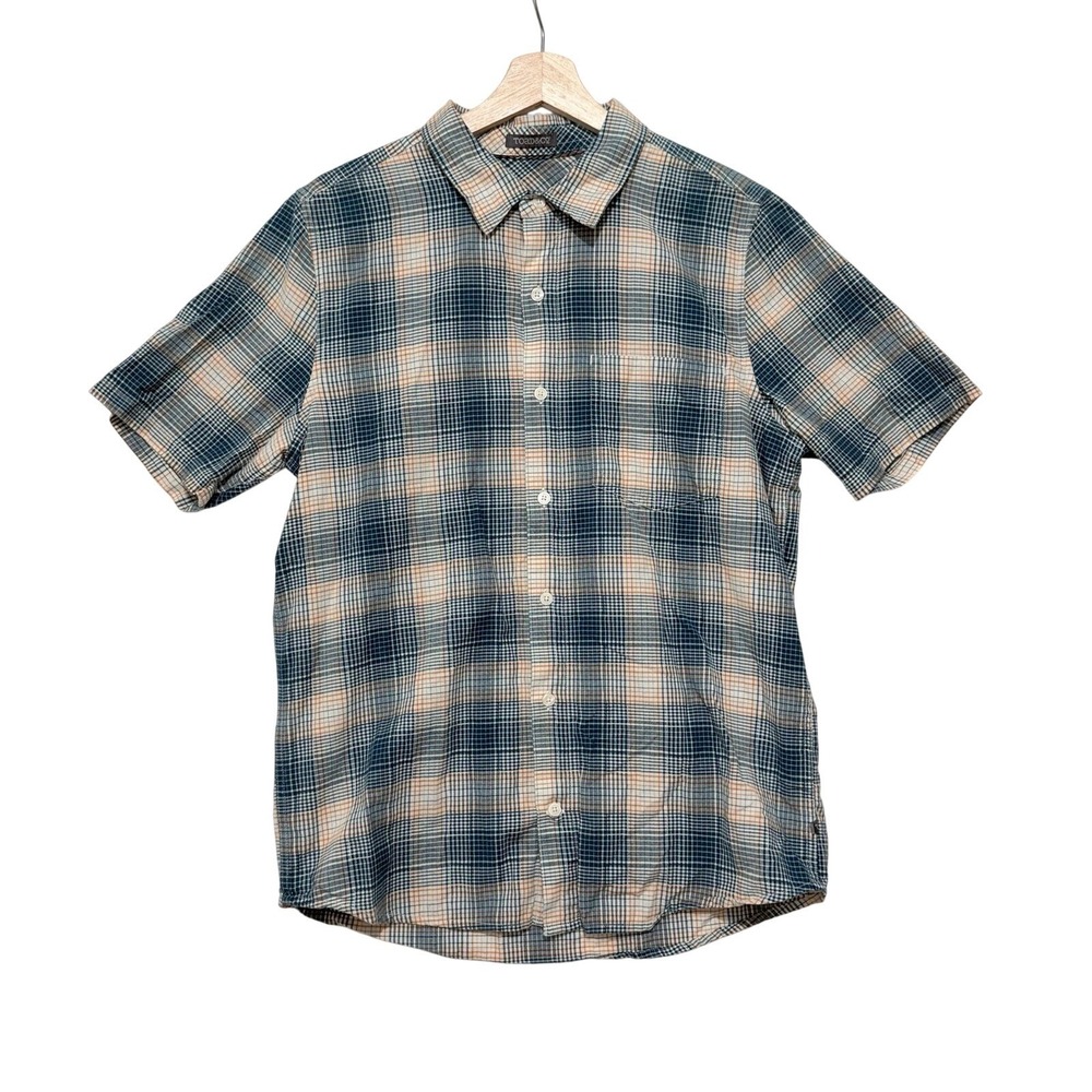 Toad&Co Organic Cotton Plaid Short Sleeve Button Front Shirt Men's Small Outdoor